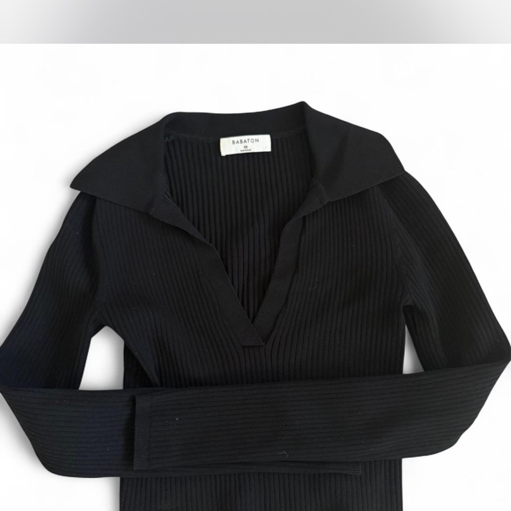 Aritzia babaton V-Neck Black Ribbed Sweater